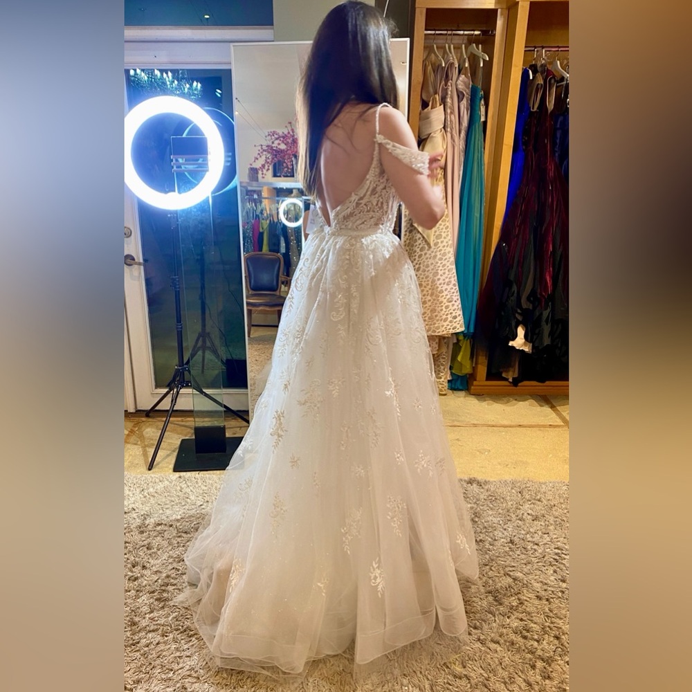 Sherri Hill 54935 Ivory Wedding Dress Sz 4 with Detachable Overskirt NWT - Picture 5 of 14